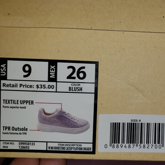 Madden NYC Rhinestone Lace Up Platform Sneaker Size 9 Blush - Picture 2 of 5